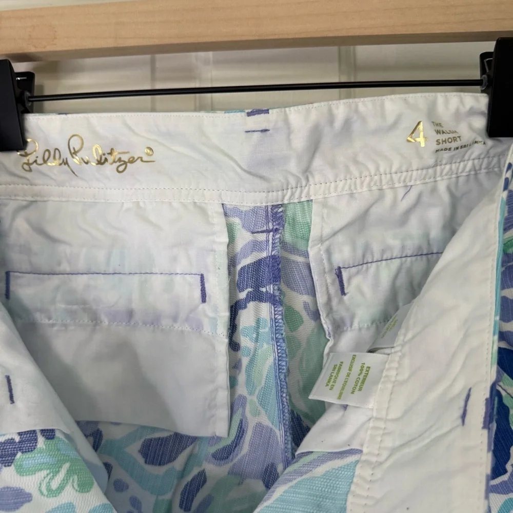 Lilly Pulitzer High Waist Blue Green Tropical Shorts